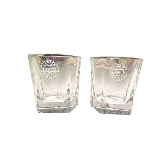 2 Vintage Dewars Glasses Scotch Whisky Low Ball Glass Rocks Libbey Duratuff - Picture 2 of 8